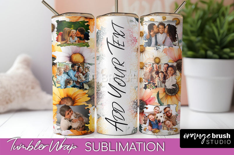 Photo Tumbler Wrap, Floral Picture Frame Tumbler Sublimation Sublimation OrangeBrushStudio 