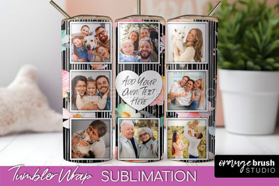 Photo Tumbler Wrap, Floral Picture Frame Tumbler Sublimation Sublimation OrangeBrushStudio 