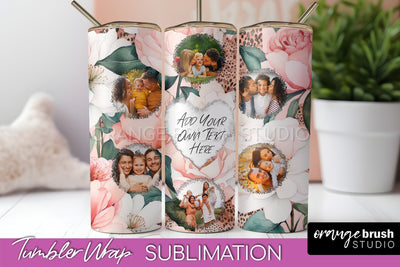 Photo Tumbler Wrap, Floral Picture Frame Tumbler Sublimation Sublimation OrangeBrushStudio 