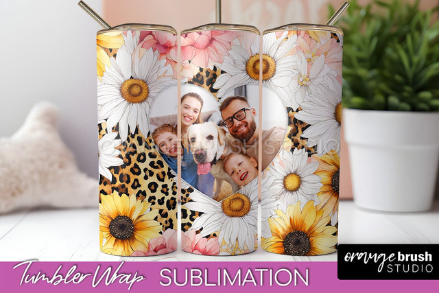 Photo Tumbler Wrap, Floral Picture Frame Tumbler Sublimation Sublimation OrangeBrushStudio 