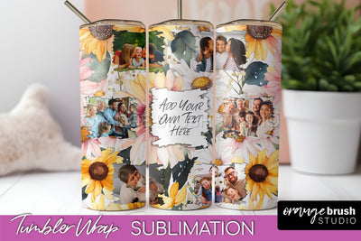 Photo Tumbler Wrap, Floral Picture Frame Tumbler Sublimation Sublimation OrangeBrushStudio 
