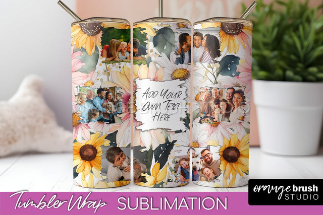 Photo Tumbler Wrap, Floral Picture Frame Tumbler Sublimation Sublimation OrangeBrushStudio 