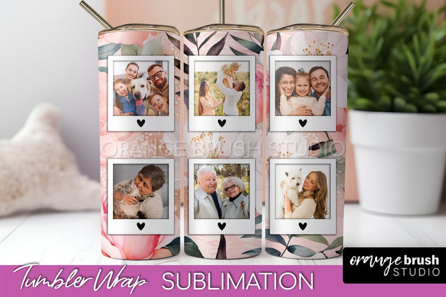 Photo Tumbler Wrap, Floral Picture Frame Tumbler Sublimation Sublimation OrangeBrushStudio 