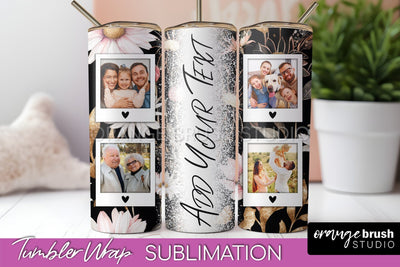 Photo Tumbler Wrap, Floral Picture Frame Tumbler Sublimation Sublimation OrangeBrushStudio 
