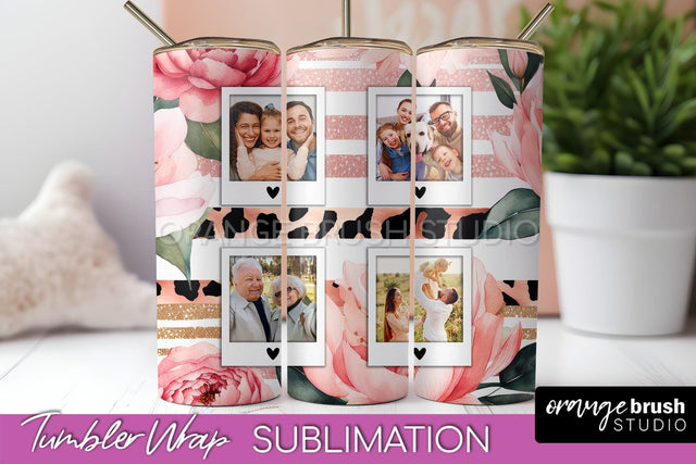 Photo Tumbler Wrap, Floral Picture Frame Tumbler Sublimation Sublimation OrangeBrushStudio 