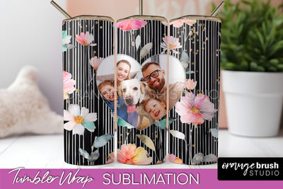 Photo Tumbler Wrap, Floral Picture Frame Tumbler Sublimation Sublimation OrangeBrushStudio 