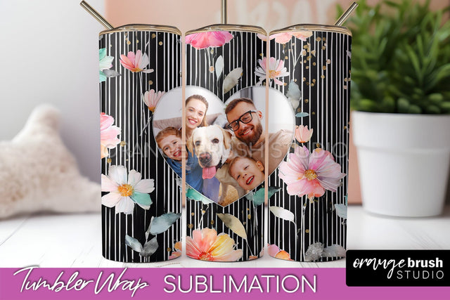 Photo Tumbler Wrap, Floral Picture Frame Tumbler Sublimation Sublimation OrangeBrushStudio 