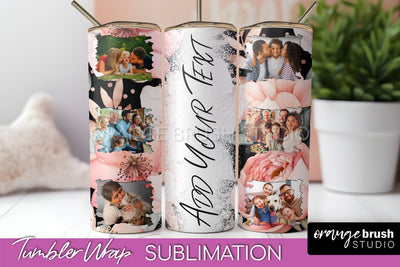 Photo Tumbler Wrap, Floral Picture Frame Tumbler Sublimation Sublimation OrangeBrushStudio 
