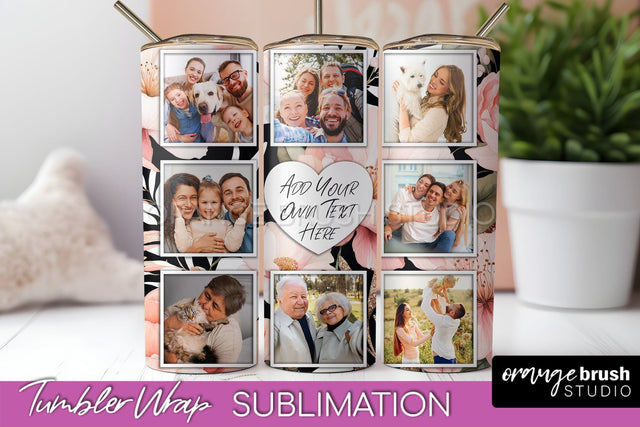 Photo Tumbler Wrap, Floral Picture Frame Tumbler Sublimation Sublimation OrangeBrushStudio 