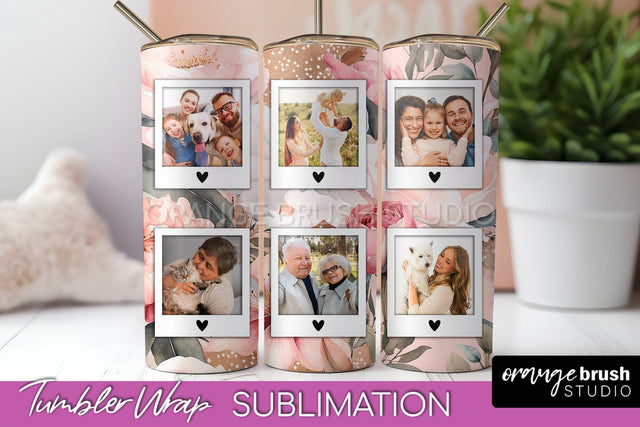 Photo Tumbler Wrap, Floral Picture Frame Tumbler Sublimation Sublimation OrangeBrushStudio 