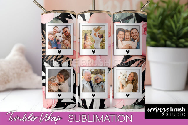 Photo Tumbler Wrap, Floral Picture Frame Tumbler Sublimation Sublimation OrangeBrushStudio 
