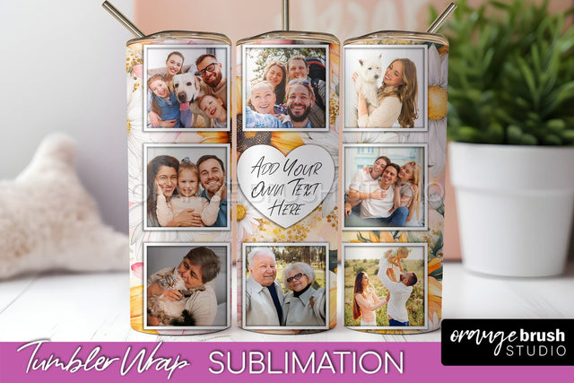 Photo Tumbler Wrap, Floral Picture Frame Tumbler Sublimation Sublimation OrangeBrushStudio 