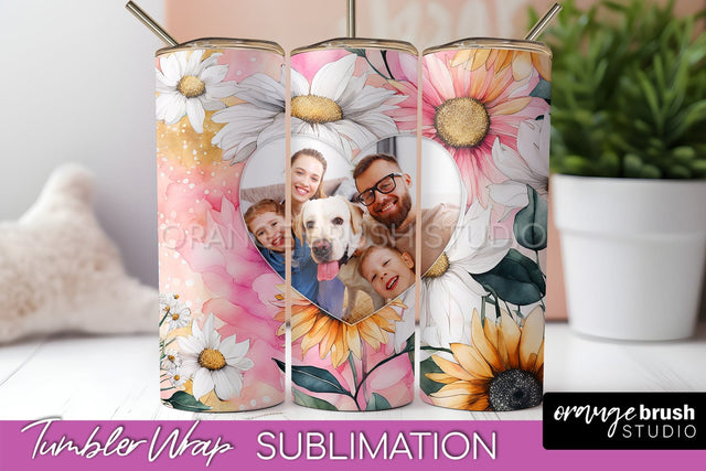 Photo Tumbler Wrap, Floral Picture Frame Tumbler Sublimation Sublimation OrangeBrushStudio 