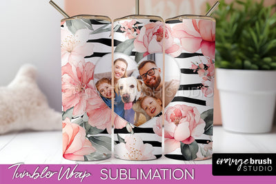 Photo Tumbler Wrap, Floral Picture Frame Tumbler Sublimation Sublimation OrangeBrushStudio 