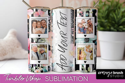 Photo Tumbler Wrap, Floral Picture Frame Tumbler Sublimation Sublimation OrangeBrushStudio 