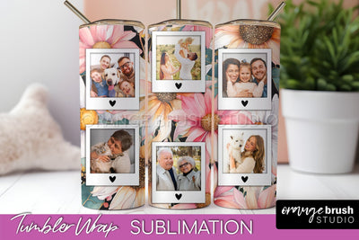 Photo Tumbler Wrap, Floral Picture Frame Tumbler Sublimation Sublimation OrangeBrushStudio 