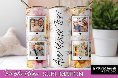 Photo Tumbler Wrap, Floral Picture Frame Tumbler Sublimation Sublimation OrangeBrushStudio 