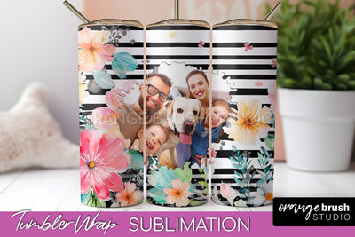 Photo Tumbler Wrap, Floral Picture Frame Tumbler Sublimation Sublimation OrangeBrushStudio 