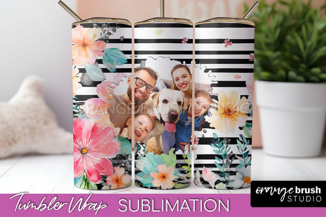 Photo Tumbler Wrap, Floral Picture Frame Tumbler Sublimation Sublimation OrangeBrushStudio 