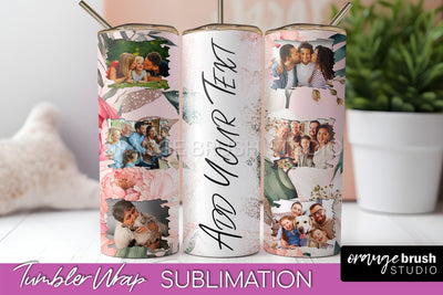 Photo Tumbler Wrap, Floral Picture Frame Tumbler Sublimation Sublimation OrangeBrushStudio 