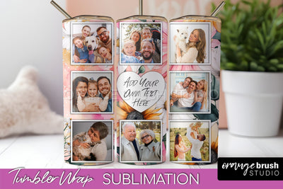 Photo Tumbler Wrap, Floral Picture Frame Tumbler Sublimation Sublimation OrangeBrushStudio 