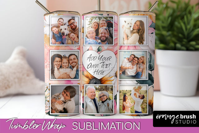 Photo Tumbler Wrap, Floral Picture Frame Tumbler Sublimation Sublimation OrangeBrushStudio 