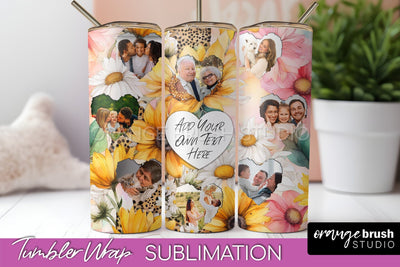 Photo Tumbler Wrap, Floral Picture Frame Tumbler Sublimation Sublimation OrangeBrushStudio 