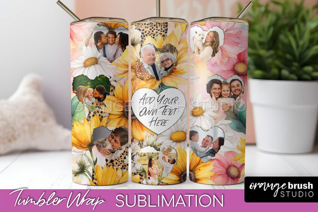Photo Tumbler Wrap, Floral Picture Frame Tumbler Sublimation Sublimation OrangeBrushStudio 