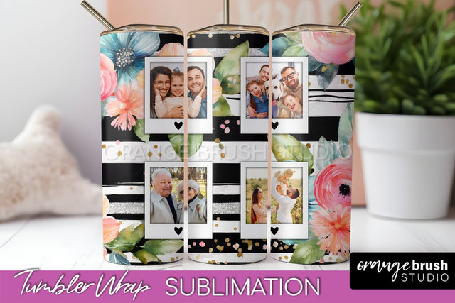 Photo Tumbler Wrap, Floral Picture Frame Tumbler Sublimation Sublimation OrangeBrushStudio 