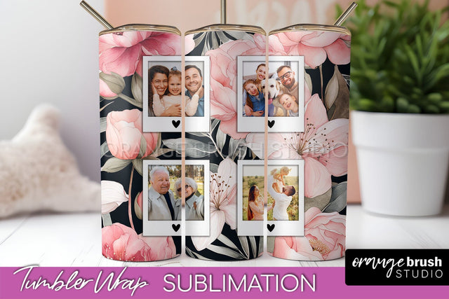 Photo Tumbler Wrap, Floral Picture Frame Tumbler Sublimation Sublimation OrangeBrushStudio 