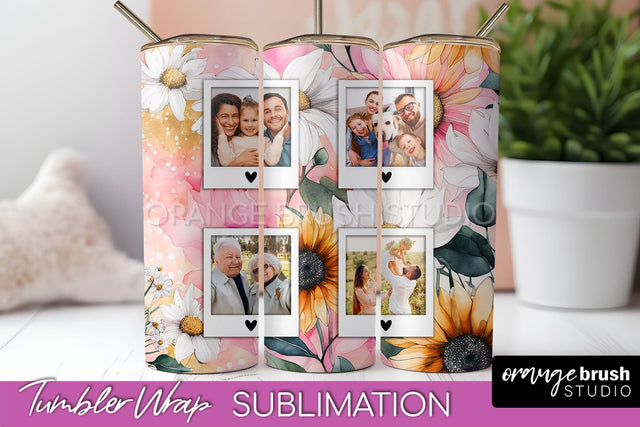 Photo Tumbler Wrap, Floral Picture Frame Tumbler Sublimation Sublimation OrangeBrushStudio 