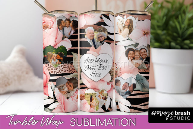 Photo Tumbler Wrap, Floral Picture Frame Tumbler Sublimation Sublimation OrangeBrushStudio 