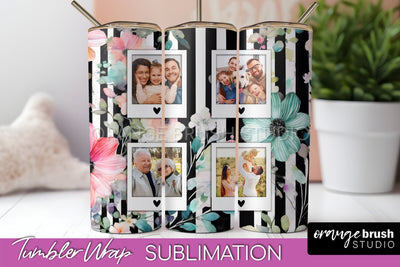 Photo Tumbler Wrap, Floral Picture Frame Tumbler Sublimation Sublimation OrangeBrushStudio 