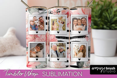 Photo Tumbler Wrap, Floral Picture Frame Tumbler Sublimation Sublimation OrangeBrushStudio 