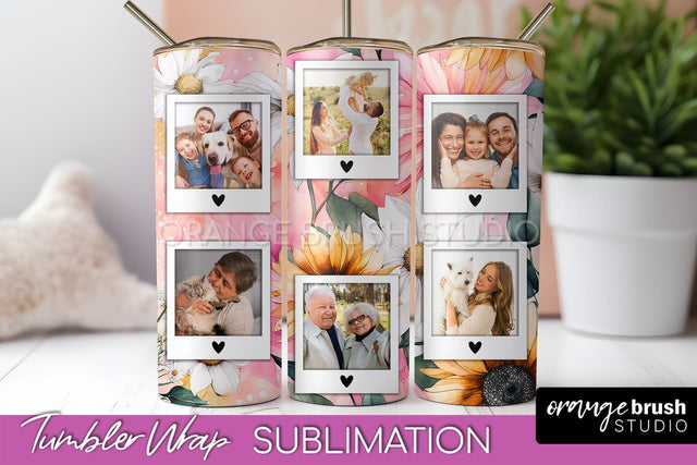 Photo Tumbler Wrap, Floral Picture Frame Tumbler Sublimation Sublimation OrangeBrushStudio 