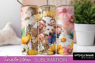 Photo Tumbler Wrap, Floral Picture Frame Tumbler Sublimation Sublimation OrangeBrushStudio 