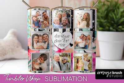 Photo Tumbler Wrap, Floral Picture Frame Tumbler Sublimation Sublimation OrangeBrushStudio 