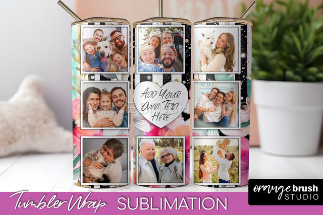 Photo Tumbler Wrap, Floral Picture Frame Tumbler Sublimation Sublimation OrangeBrushStudio 