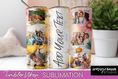 Photo Tumbler Wrap, Floral Picture Frame Tumbler Sublimation Sublimation OrangeBrushStudio 