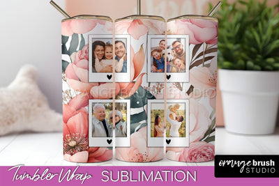 Photo Tumbler Wrap, Floral Picture Frame Tumbler Sublimation Sublimation OrangeBrushStudio 