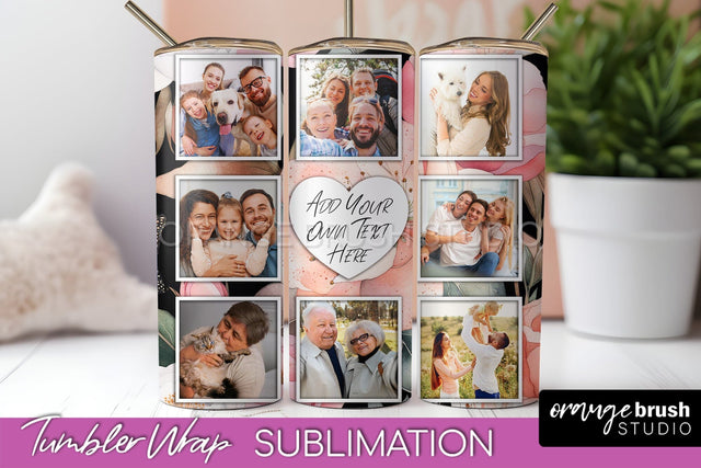 Photo Tumbler Wrap, Floral Picture Frame Tumbler Sublimation Sublimation OrangeBrushStudio 