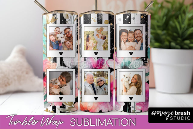 Photo Tumbler Wrap, Floral Picture Frame Tumbler Sublimation Sublimation OrangeBrushStudio 