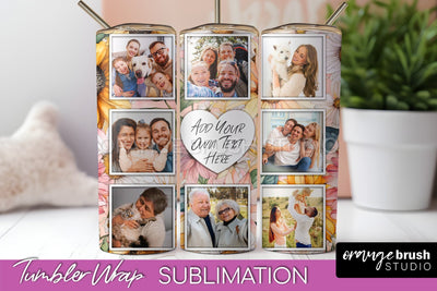 Photo Tumbler Wrap, Floral Picture Frame Tumbler Sublimation Sublimation OrangeBrushStudio 