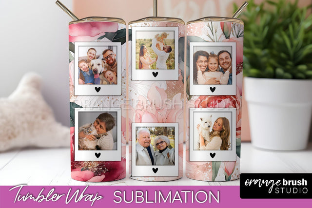 Photo Tumbler Wrap, Floral Picture Frame Tumbler Sublimation Sublimation OrangeBrushStudio 