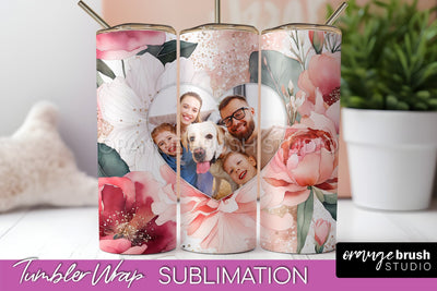 Photo Tumbler Wrap, Floral Picture Frame Tumbler Sublimation Sublimation OrangeBrushStudio 