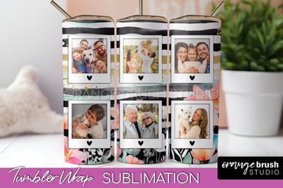 Photo Tumbler Wrap, Floral Picture Frame Tumbler Sublimation Sublimation OrangeBrushStudio 