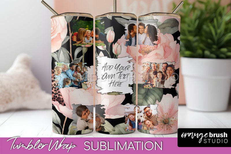 Photo Tumbler Wrap, Floral Picture Frame Tumbler Sublimation Sublimation OrangeBrushStudio 