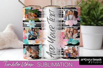 Photo Tumbler Wrap, Floral Picture Frame Tumbler Sublimation Sublimation OrangeBrushStudio 