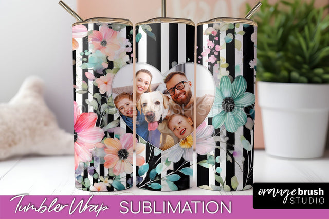 Photo Tumbler Wrap, Floral Picture Frame Tumbler Sublimation Sublimation OrangeBrushStudio 