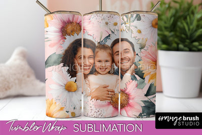 Photo Tumbler Wrap, Floral Picture Frame Tumbler Sublimation Sublimation OrangeBrushStudio 